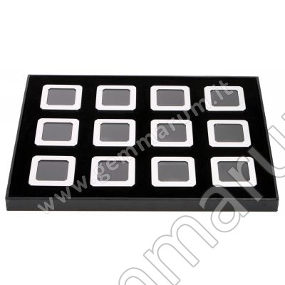 Tray with 12 Matt Silver boxes