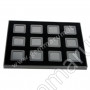 Tray with 12 Matt Black boxes for gemstones and diamonds