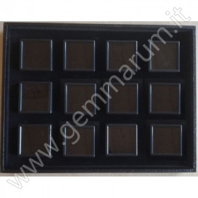 Edelstein Etui mit 12 schwarzen Klarsichtdosen 5x5 Juwelierbedarf