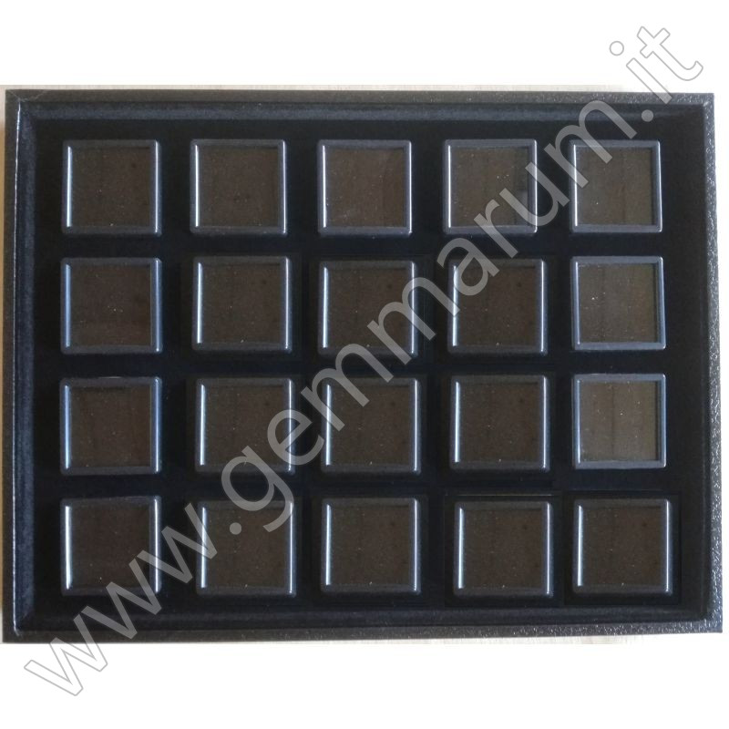 Tray with 20 boxes for gemstones and diamonds - black