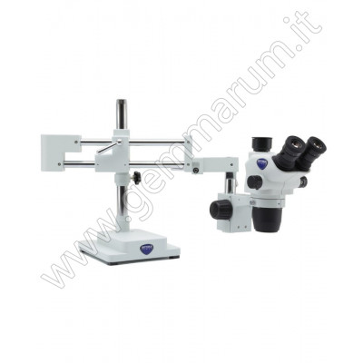 Microscope with hinged overhanging stand for stone setters