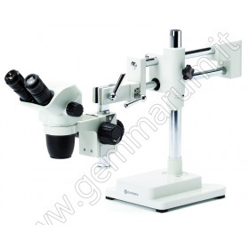 Microscope with hinged overhanging stand