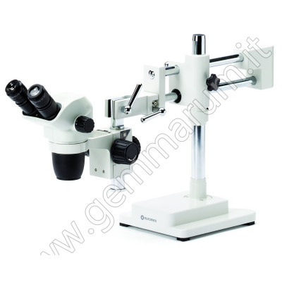 Microscope with hinged overhanging stand