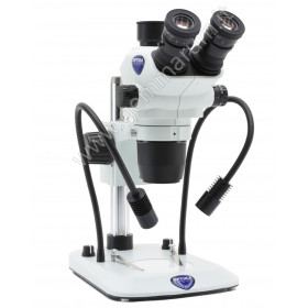 Gemmological microscope with double arm