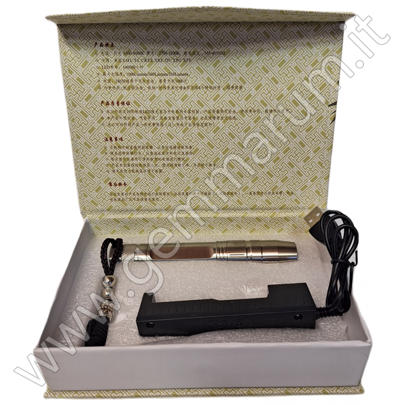 Torcia LED Ricaricabile 3 In 1 - Luce Bianca, Gialla E UV