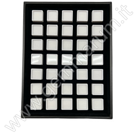 Tray with 35 boxes 3x3cm - white
