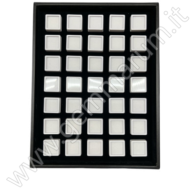 Tray with 35 boxes 3x3cm - white