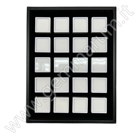 Tray with 20 boxes 4x4 - white