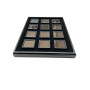 Tray with 12 boxes 5x5cm - black