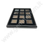 Tray with 12 boxes 5x5cm - black