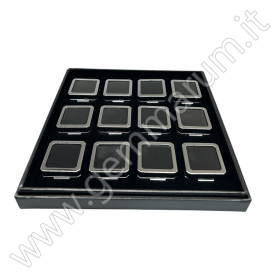 Tray with 12 boxes 4x4x1.5 cm - Shiny Silver