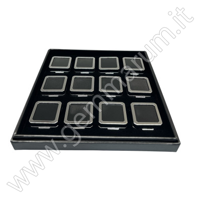 Tray with 12 boxes 4x4x1.5 cm - Shiny Silver