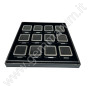 Tray with 12 boxes 4x4x1.5 cm - Shiny Silver