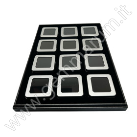 Tray with 12 boxes 5.5X5.5x1.5 cm - Matt Silver