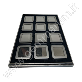 Tray with 12 boxes 5.5X5.5x1.5 cm - Matt Black