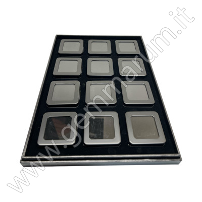 Tray with 12 boxes 5.5X5.5x1.5 cm - Matt Black
