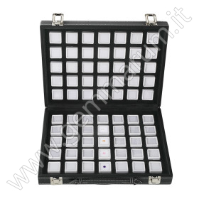 70 Gem Display Boxes in a Luxurious Lockable Carry Case - white