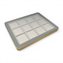 Premium Gem Display with Gold Frame - Grey