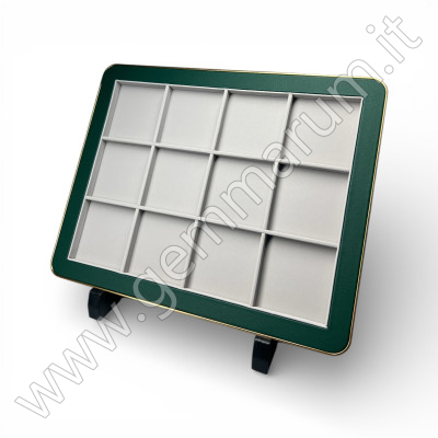 Premium Gem Display with Gold Frame - Green