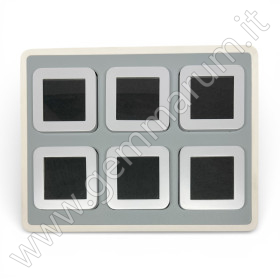 Elegantes Deluxe Holzdisplay mit 6 Edelsteindosen - grau