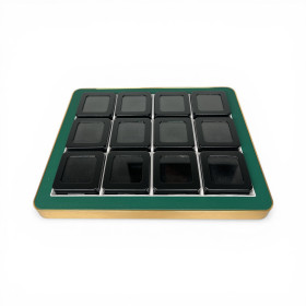 Premium Gem Display with Gold Frame - Green Complete with 12 MATT BLACK boxes