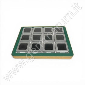 Espositore con Cornice Dorata-Verde completo di 12 scatoline MATT SILVER